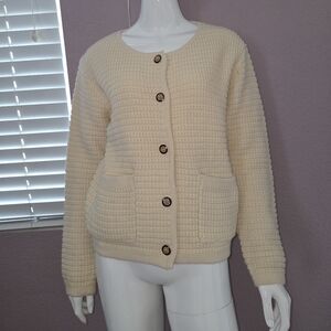 Elegant Beige Button-Up Cardigan